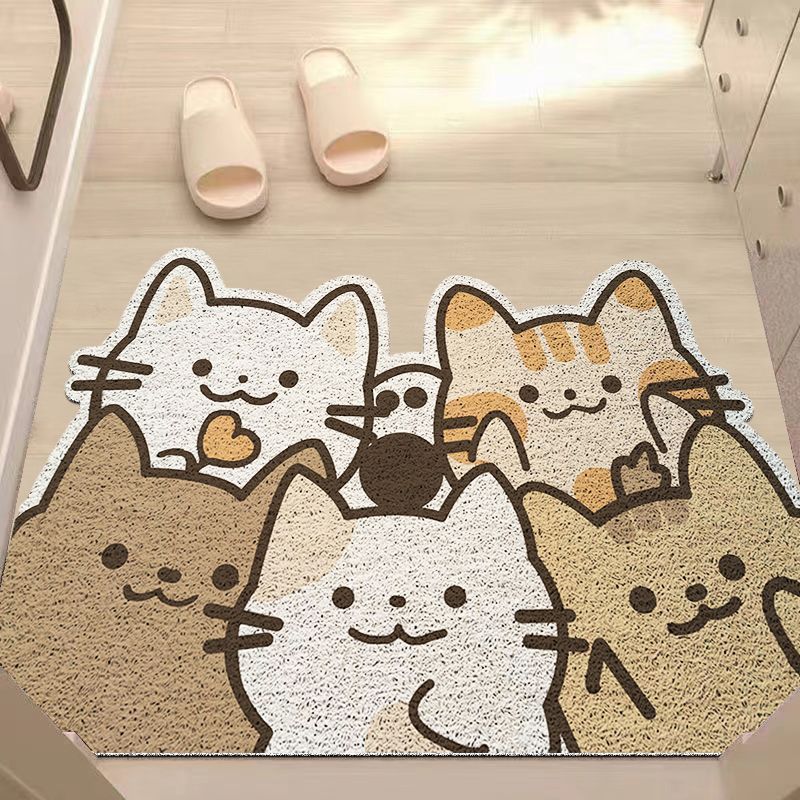 卡通可爱猫咪玄关门垫家用可剪裁除尘丝圈地垫防滑耐磨入户门地垫|undefined