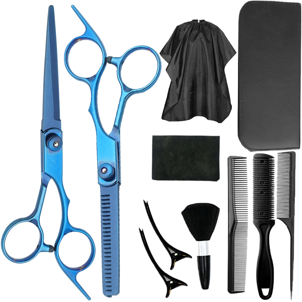 Fábrica al por mayor de 4 pulgadas tijeras de corte de pelo de acero inoxidable tijeras de corte de pelo profesional tijeras de corte de dientes maestra set tijeras planas