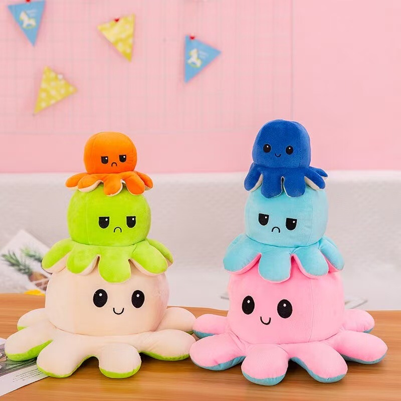 New Flip Octopus Expression Octopus Doll Cross-Border Doll Plush Toy Pillow Fabric Octopus Shake