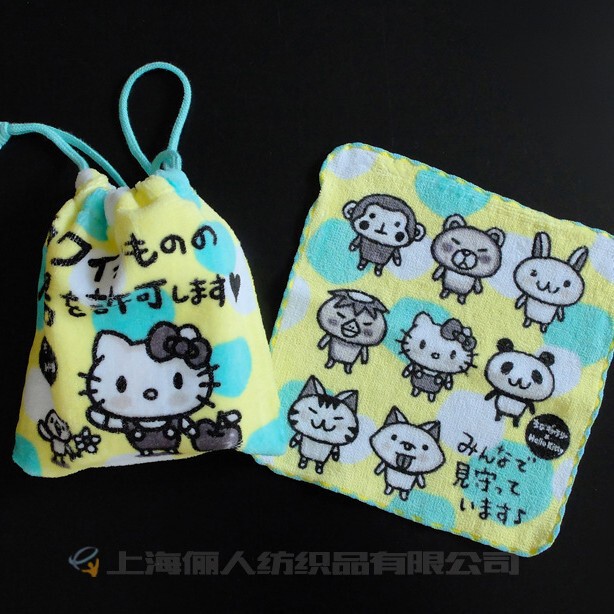 Factory Processing and Production of Cotton Cut Velvet Reactive Printed Towel Drawstring Bags, Towel Bags, Anime Peripherals, and Foreign Trade