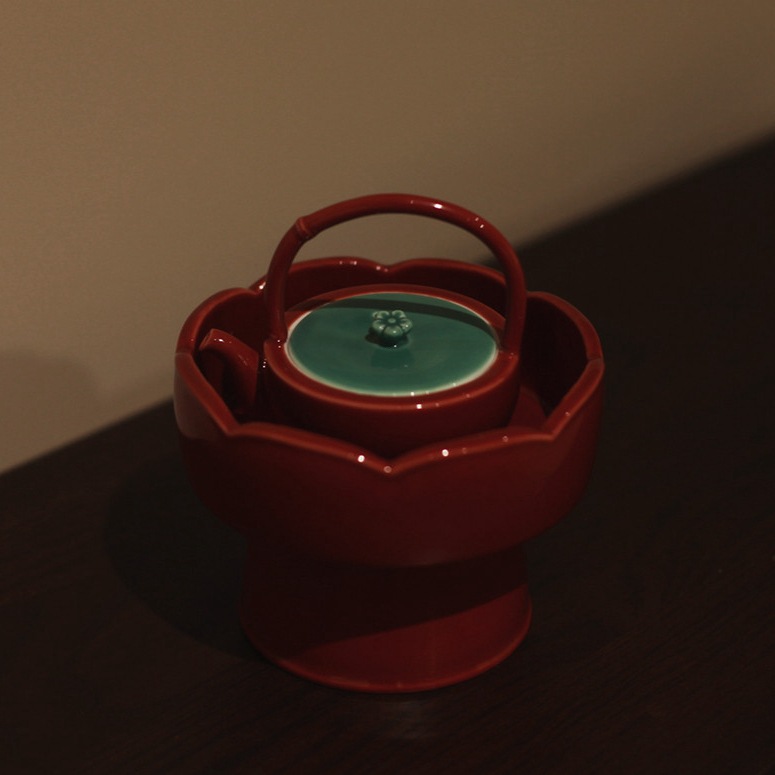 Forbidden City Red Tea Warmer Alcohol Lamp Stove Tea Set Jingdezhen Chinese-Style Red Tea Set