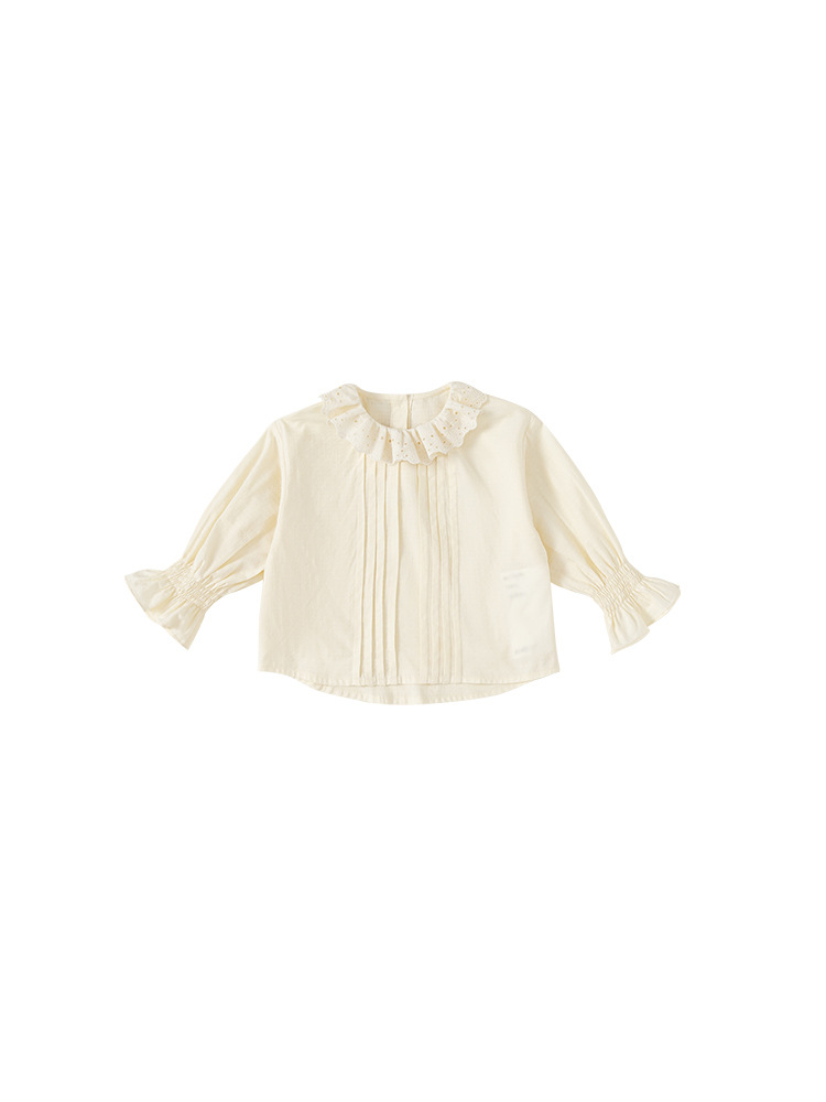 Babycity niños camisa de primavera y otoño ropa de las niñas collar de la muñeca camisa de color sólido estilo coreano superior estilo occidental QY23281