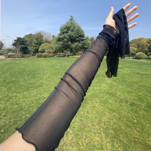 夏季新款防晒手套女半指薄款网纱黑丝紧身弹力简约显瘦防紫外线男
