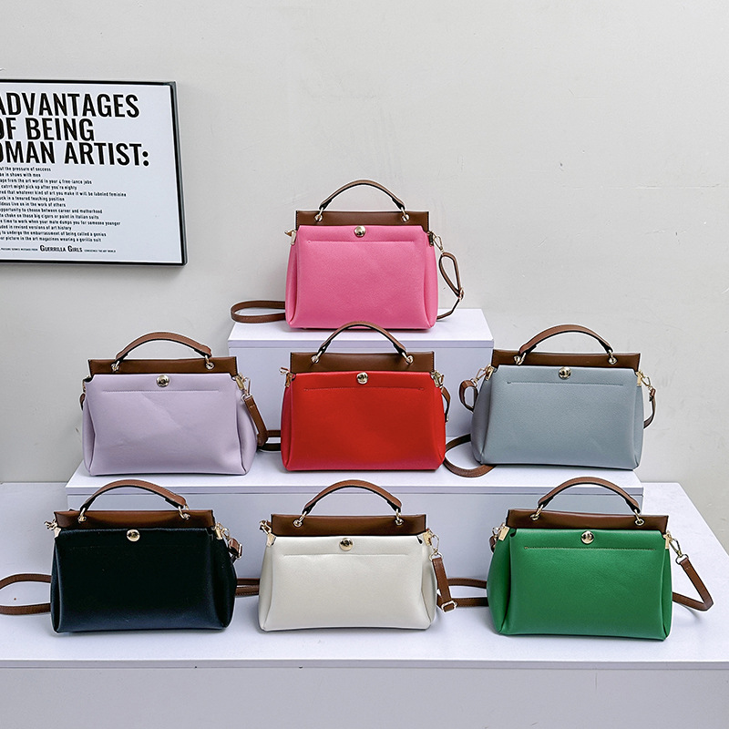 Foreign trade commuter women's bag 2024 spring and summer new contrast color handbag single shoulder crossbody women's bag large capacity women's bag_voghion.com