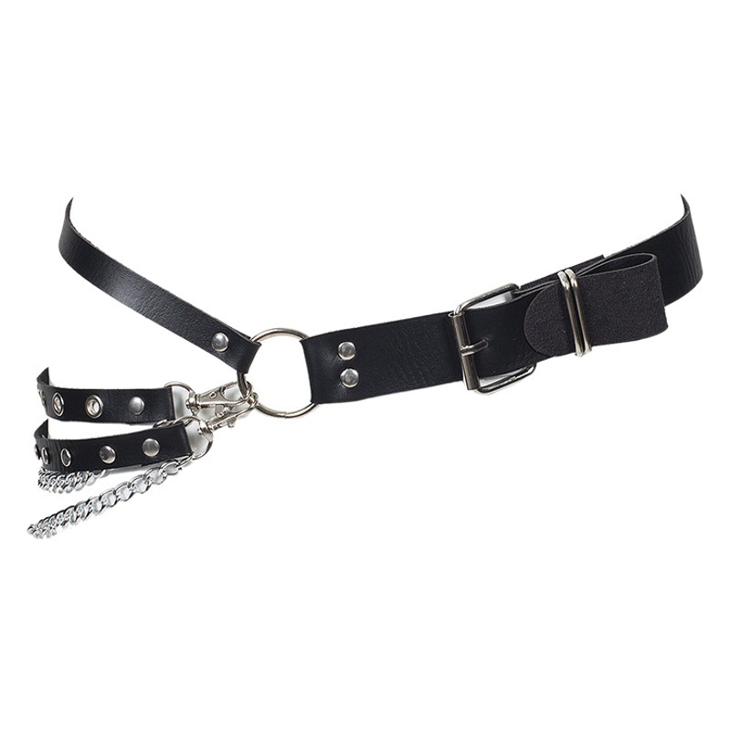 Cuerpo de cuero de la PU cadena callos cordones de moda encaje-up personalizado solo círculo cinturón ropa accesorios entrega de una sola pieza en stock