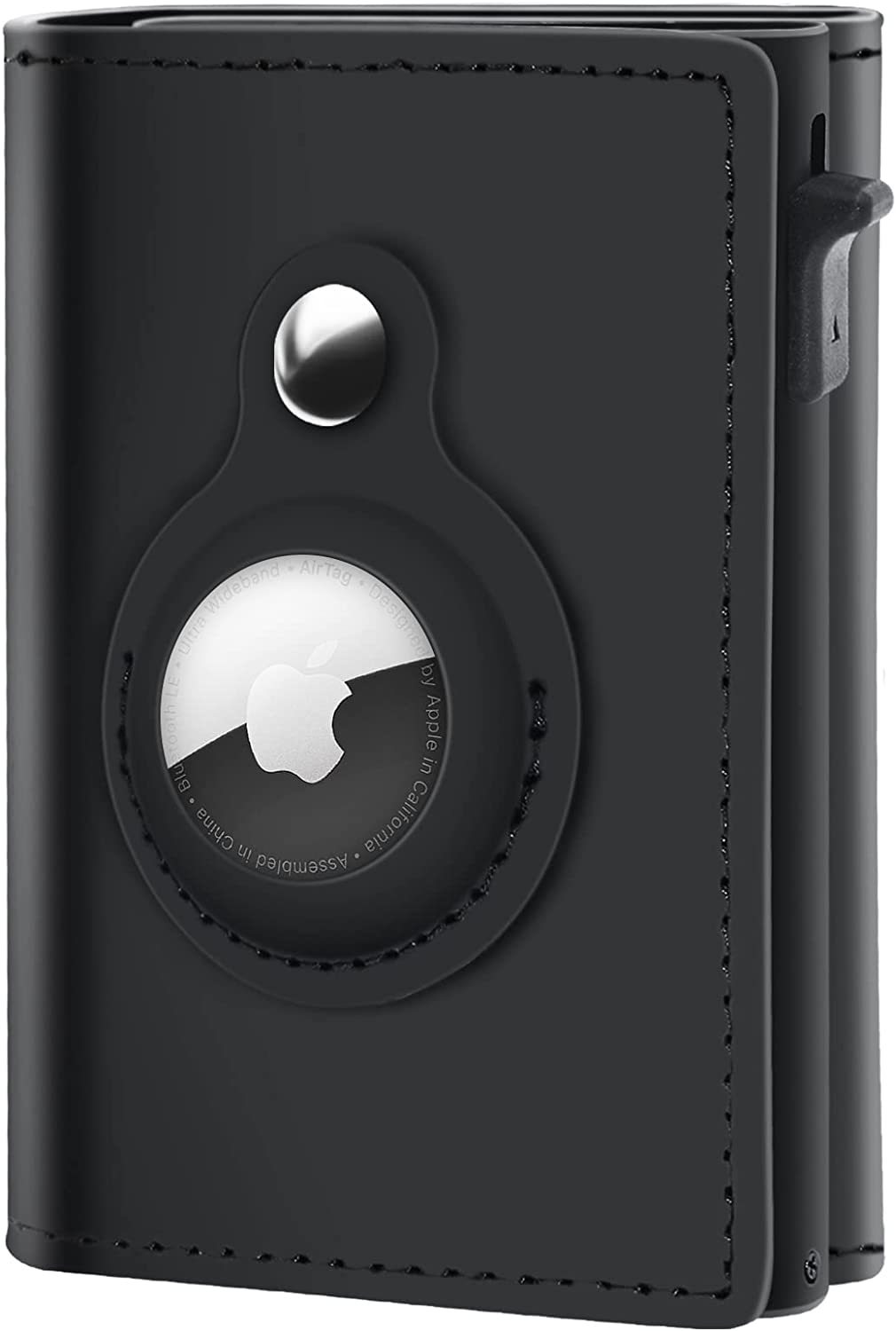 RFID europeo y americano Amazon metal aleación de aluminio titular de la tarjeta Airtag metal 100% cuero genuino Comercio exterior hombres