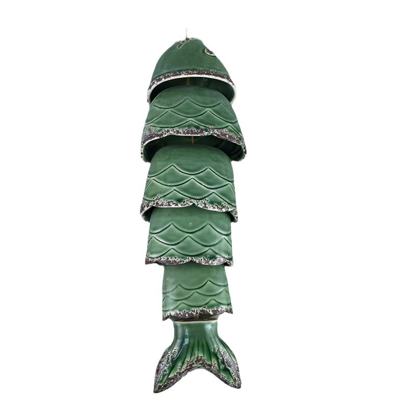 Zakka cerámica campana de viento de peces estilo japonés ventanas de casa colgante cara solar pareja regalo artesanía adornos colgantes