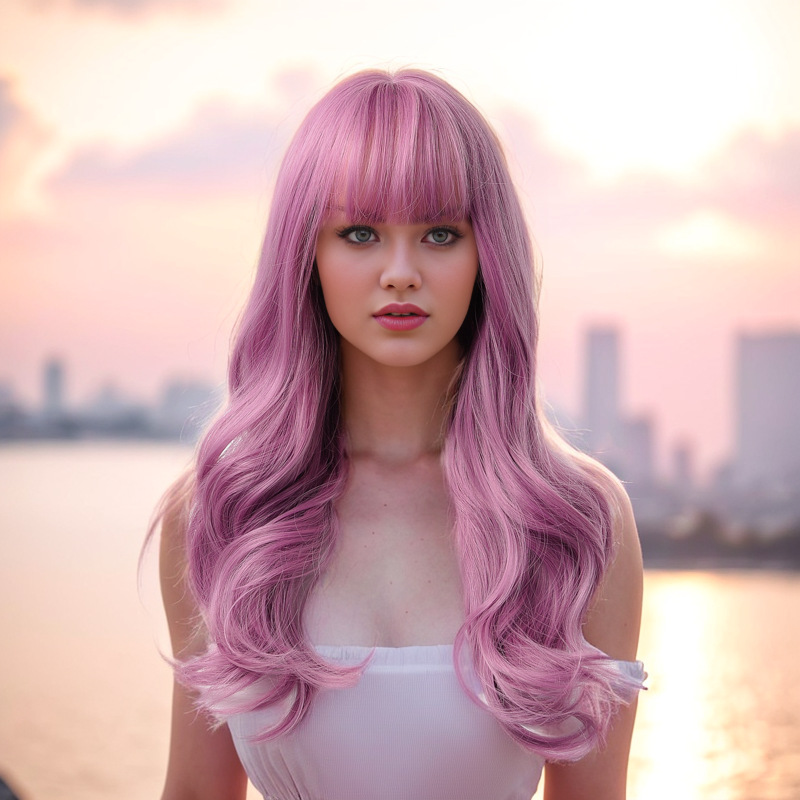 Synthetic Wig Women's grape purple long curly hair fluffy cosplay party women's wig_voghion.com