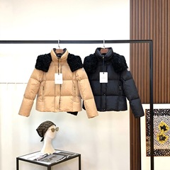 南油女装蒙口2025冬羊羔毛连帽羽绒服女白鹅绒加厚保暖中长款外套