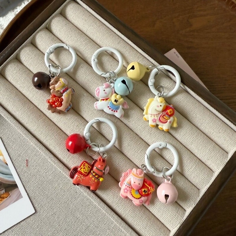 New Year's Money-Attracting Little Horse Bell Keychain Cartoon Backpack Pendant for Girls, Backpack Accessory, Gift for Best Friend