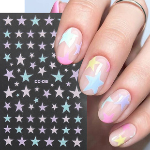 2024 cross-border new nail stickers dopamine y2k sparkling stars love lips girl back glue stickers