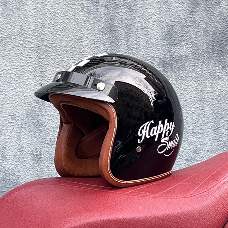 ORZ casco retro para hombres y mujeres certificado 3C motocicleta eléctrica 3/4 casco medio casco cuatro estaciones personalidad universal pareja