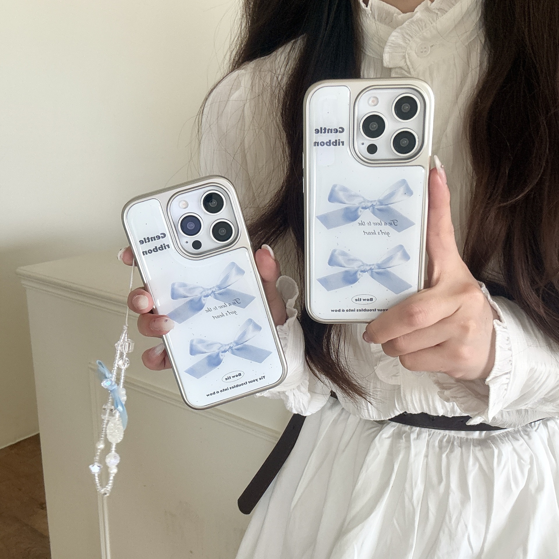 El lazo de goteo de tinta coreano es adecuado para Apple 16promax funda para teléfono móvil 14/15 pareja 13 nicho 15Pro