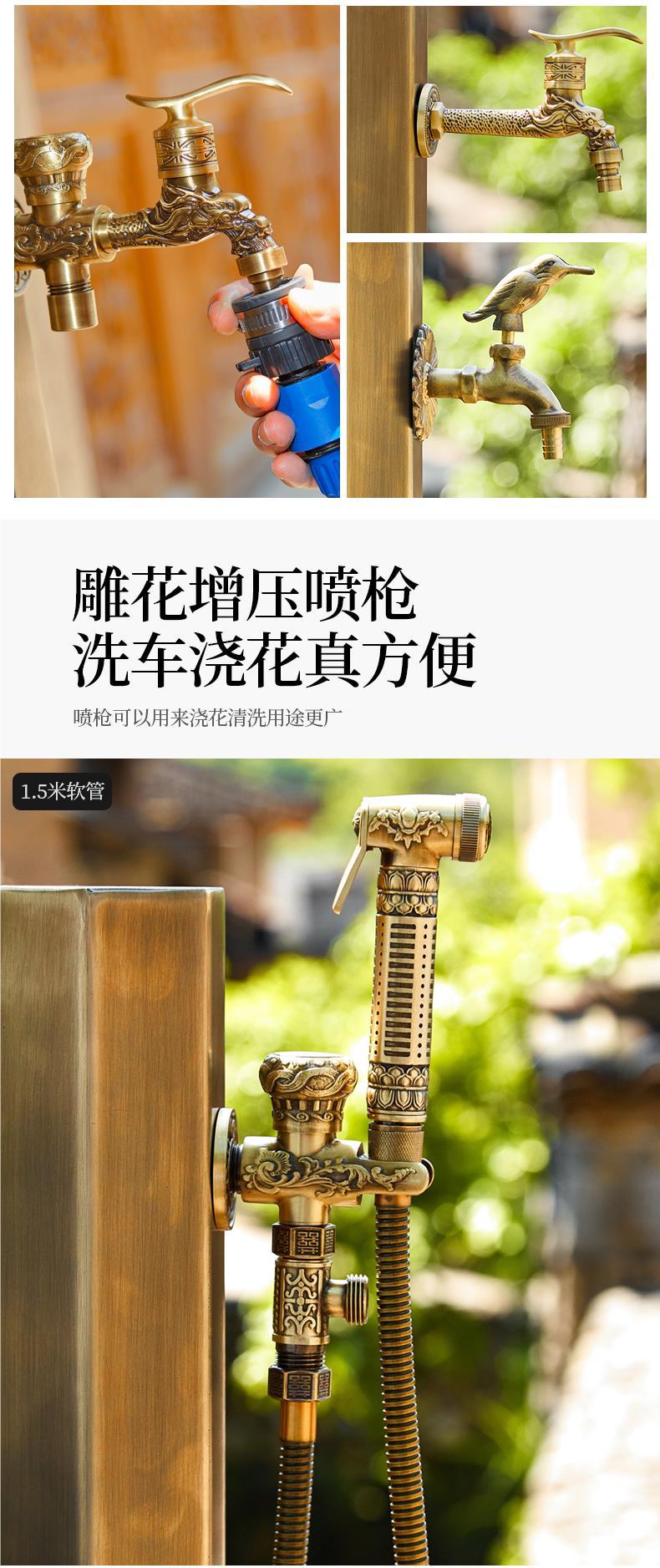 All-copper antique outdoor 4-inch faucet column type anti-freezing crack outdoor garden courtyard household water pipe Peng spring undefined