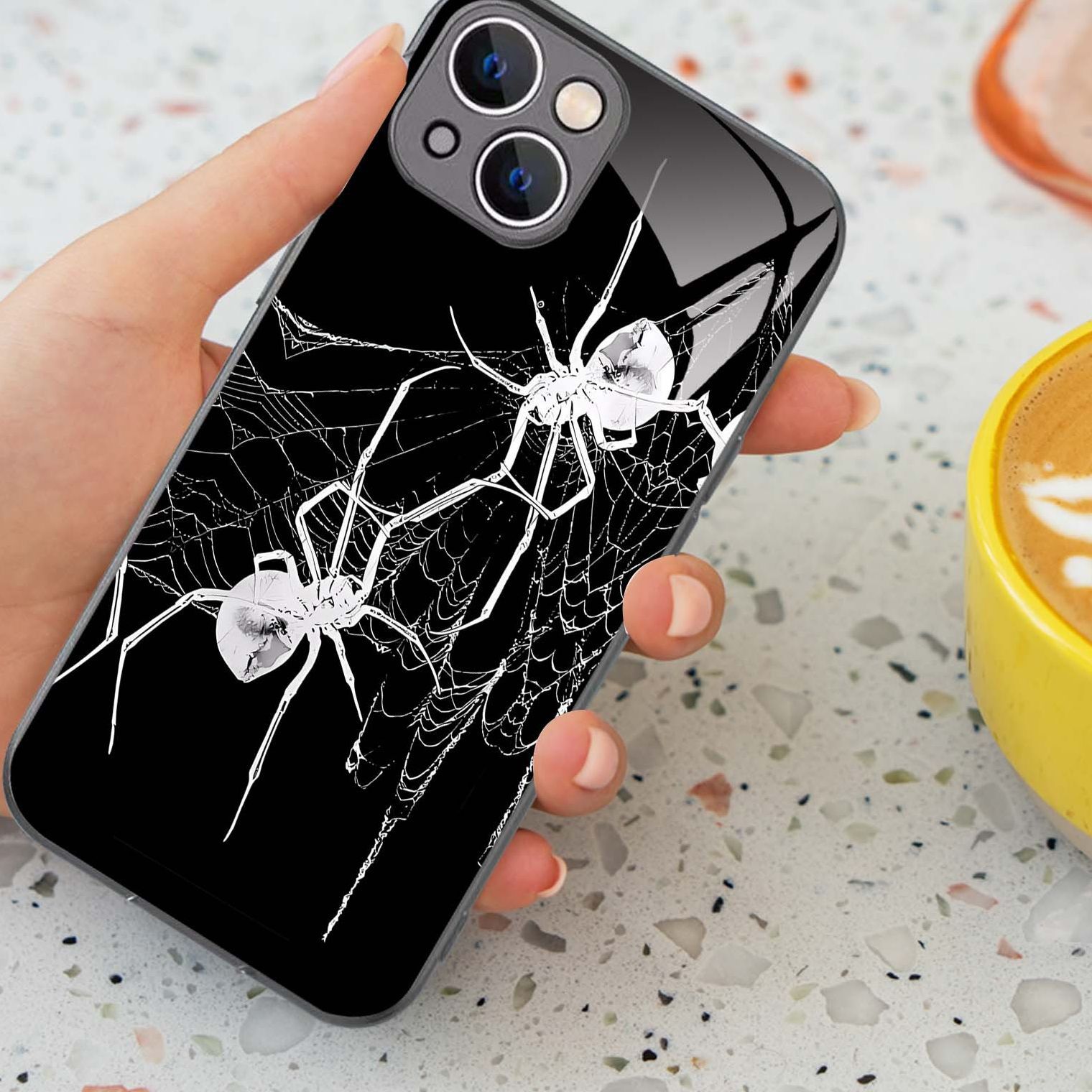 Personalized Dark Spider Phone Case For Business Men Black Glossy_voghion.com
