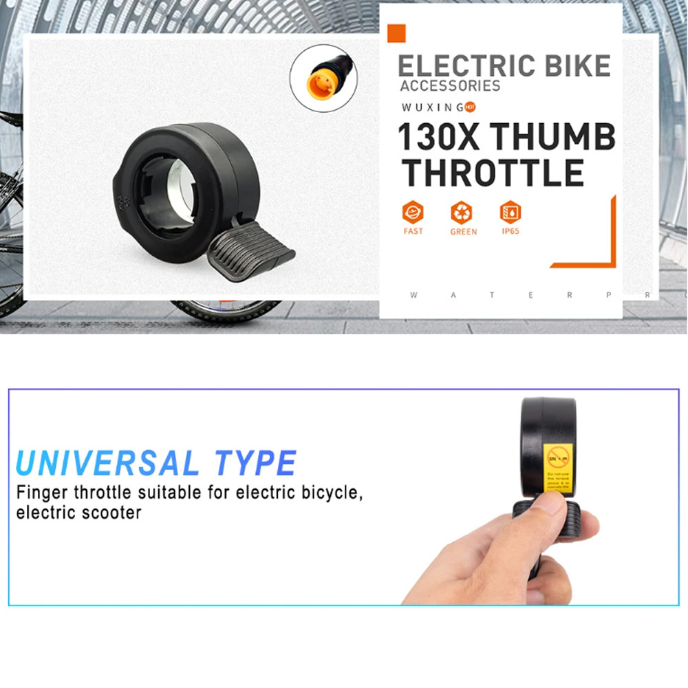130X Thumb Throttle for Electric Scooter, Waterproof Wp Connector, Electric Bicycle Accelerator