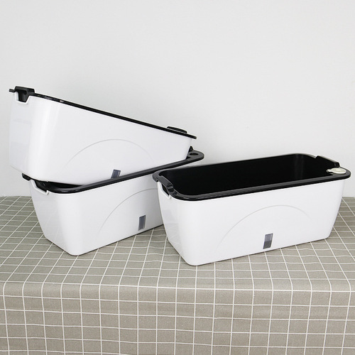 Automatic Water-absorbing Lazy Person Plastic Planter with Double Layer, Large, Rectangular, Visible Water Level Window for Growing Strawberries on Balcony
