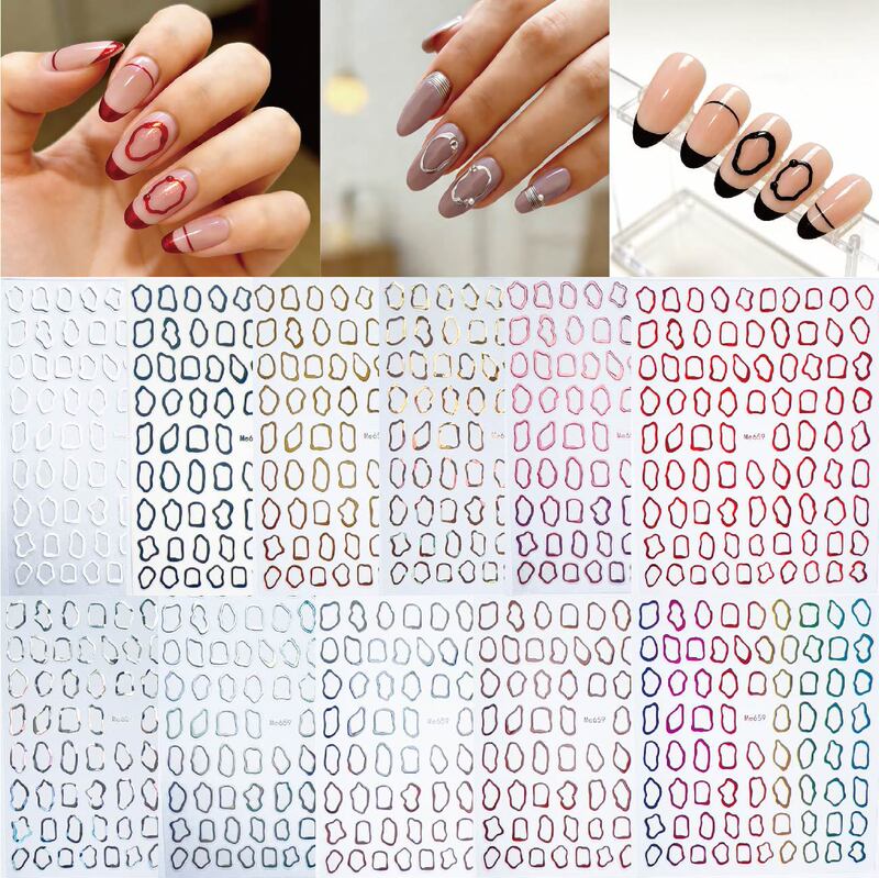 New French-Style Gold Border Nail Stickers, Irregular Geometric Circle Nail Decoration Nail Stickers Me659 New French-Style Gold Border Nail Stickers, Irregular Geometric Circle Nail Decoration Nail Stickers Me659