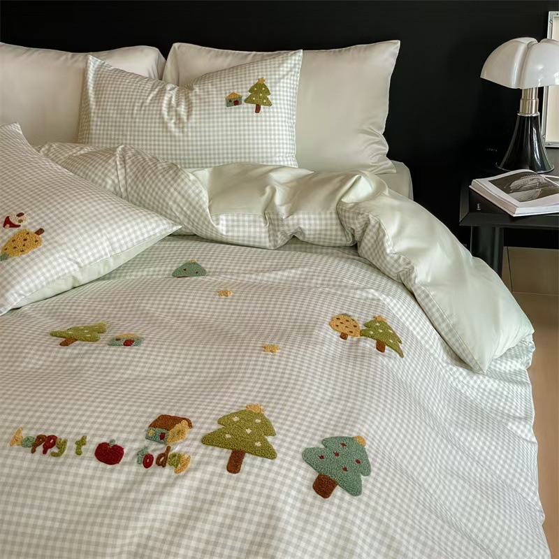 Parure de lit brodée en coton pour chambre d'enfant_voghion.com