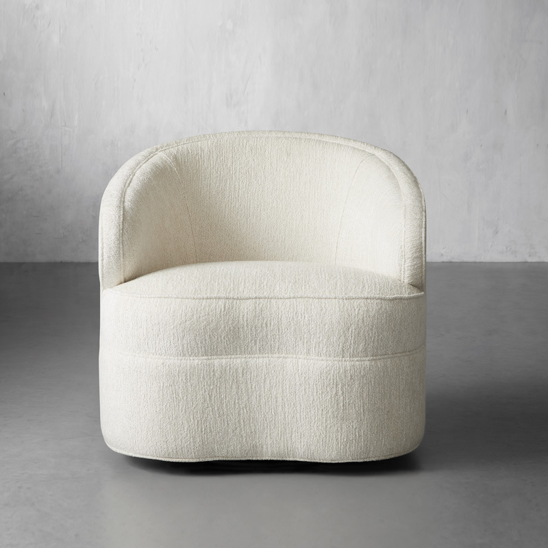 北歐輕奢布藝客廳休閒單人椅意式極簡中古弧形網紅民宿酒店沙發椅