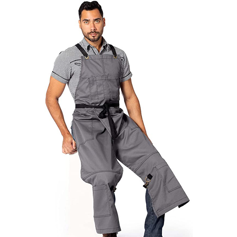 Amazon nuevo delantal de lona pantalones de pierna dividida correa ajustable cruzada delantal de mezclilla multicolor al por mayor