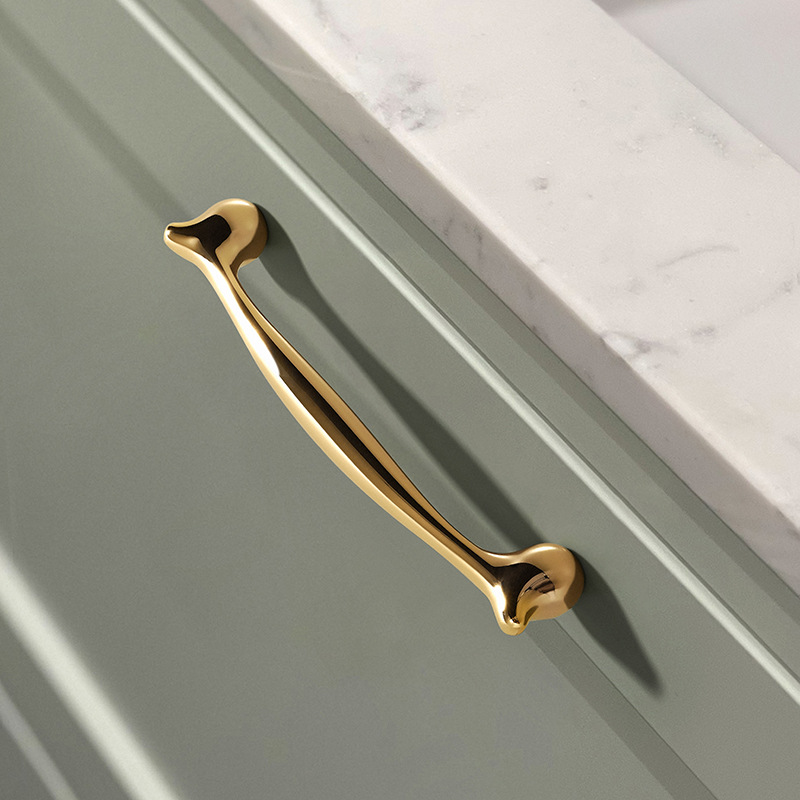 Modern simple zinc alloy hardware handle golden extended cabinet door handle wardrobe cabinet door light luxury drawer single hole