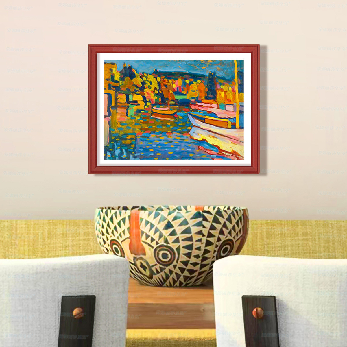 Mona Lisa Real bordado cruzado barco de otoño nuevo estilo de pintura al óleo estilo europeo simple decoración moderna bordado a mano