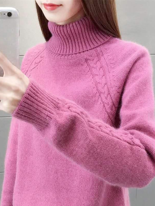 Estilo perezoso cuello alto suéter de las mujeres suelta desgaste exterior 2023 nuevo otoño y el invierno que basa la camisa engrosada top image 5