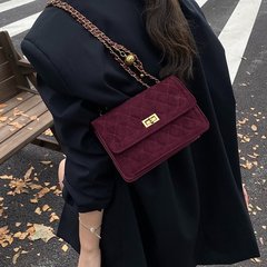 菱格链条包包女秋冬季2025新款小众设计单肩斜挎包磨砂复古小方包