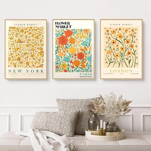 Foreign Trade Modern Nordic Retro Small Fresh Flowers and Plants Decorative Hanging Painting Living Room Bedroom Frameless Core Poster