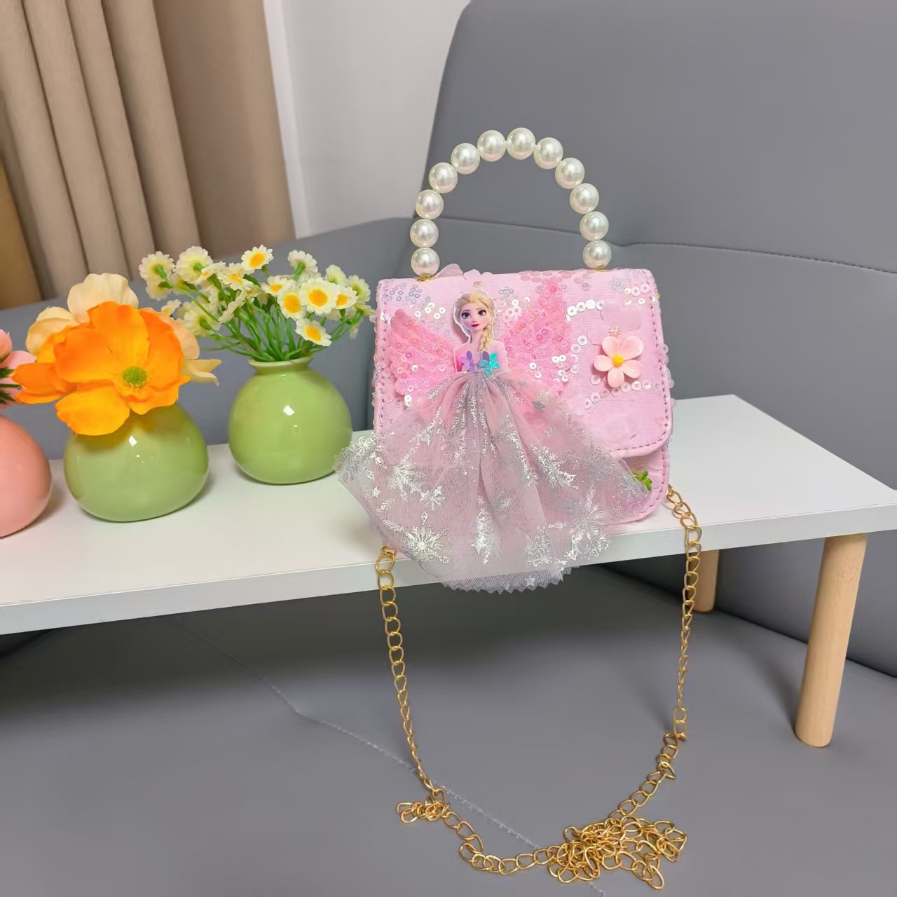 Bolso de perlas, bolso de cadena de princesa, bolso de Año Nuevo, bolso de cambio, bolso de accesorios, bolso cuadrado, viento fragante