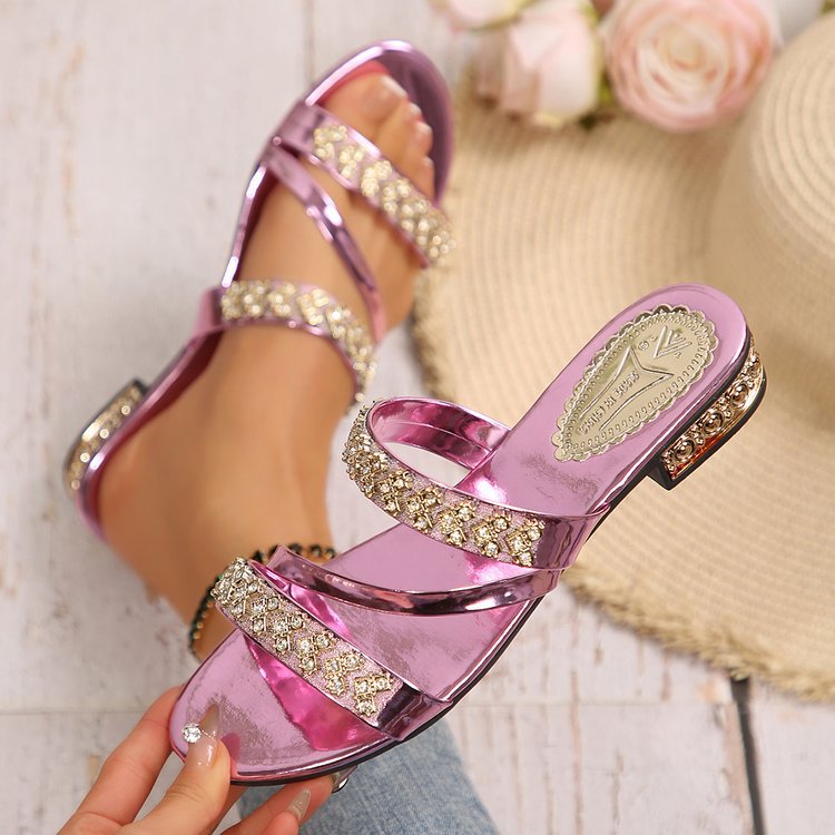 2026 Women's Shoes Fashion Rhinestone Outer Wear Women's Word Sandals Summer New Casual Slippers_vogvips.com