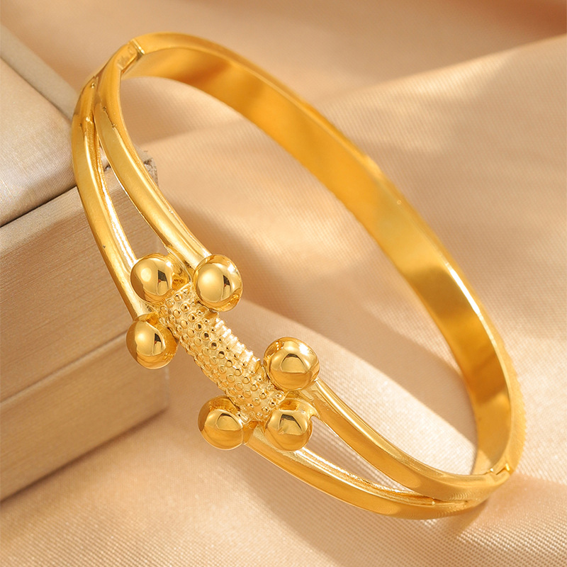 Brazalete de acero inoxidable de alta versión de lujo ligero para mujeres esferas delicadas no se desvanecen lavar brazalete de acero de aluminio joyas joyas