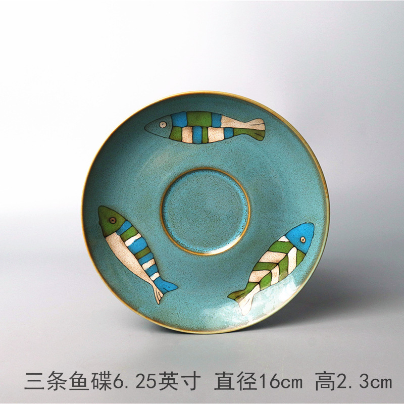創意的な手描きの釉薬の下で色彩の陶磁器の皿の家庭用の野菜の皿の冷たい野菜の皿の果物のお菓子の皿の6寸は骨の皿のかすの皿を吐きます。|undefined