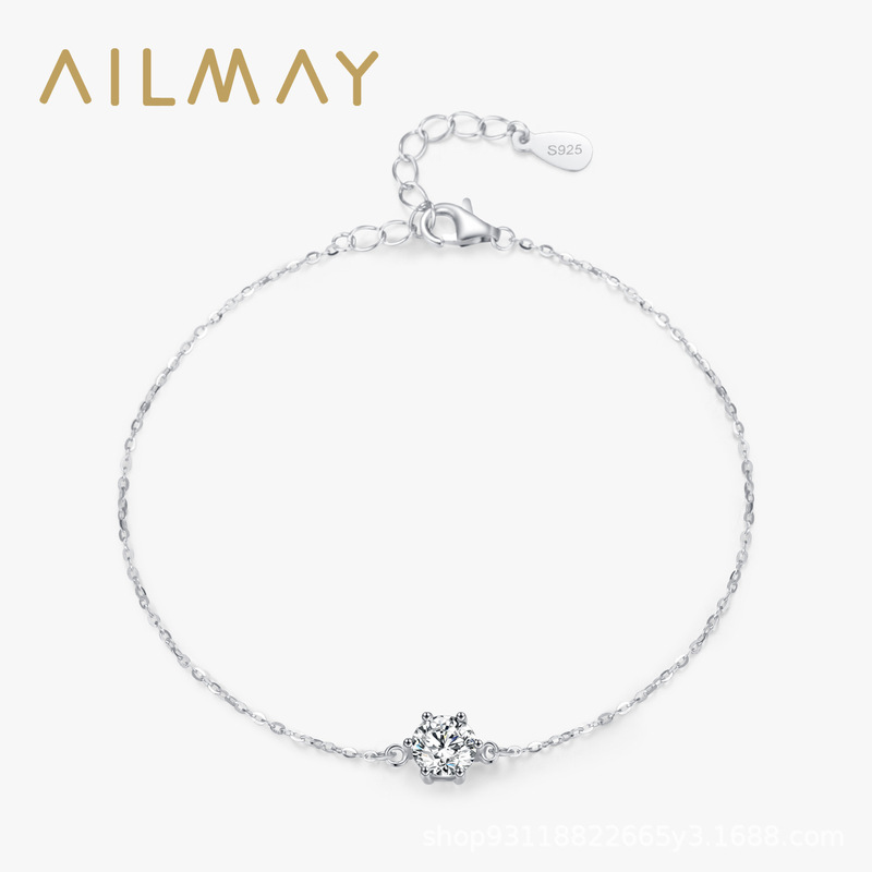 s925 sterling silver six-claw single diamond bracelet female European and American cross-border fashion chain bracelet foreign trade hot selling all-match hand jewelry