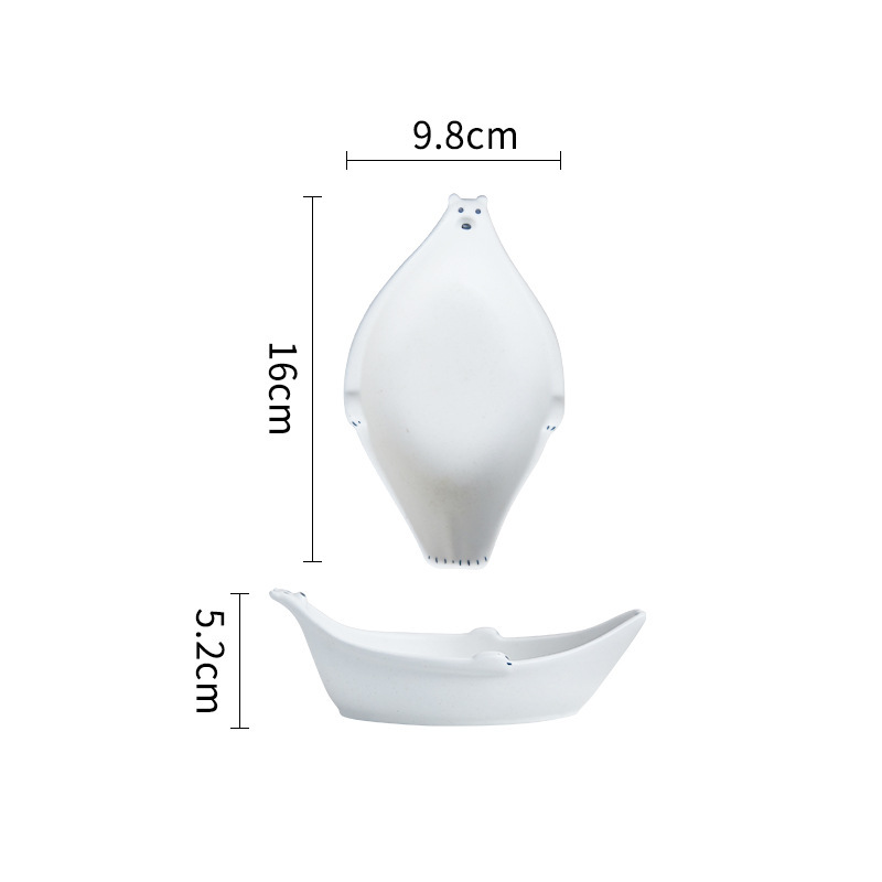 日本式レトロホッキョクグマ陶磁器家庭用食事皿insネット赤皿かわいい子供皿果物サラダ皿|undefined