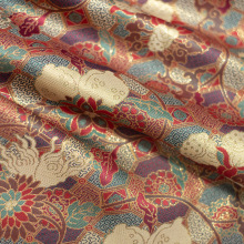 鎏金石榴牡丹中国风复古风汉服装布料面料金线锦缎提花色织仿宋锦
