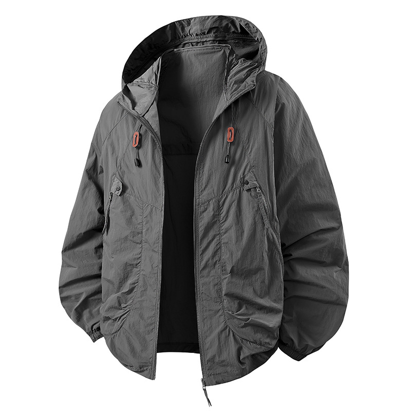 Nylon Sun Protection Clothing Men's Summer Anti-Uv Thin Youth Sports Outdoor Hooded Fitness Sun Protection Clothing Jacket