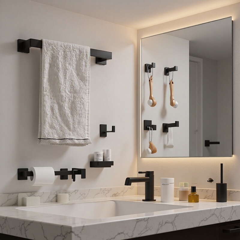 Cross-border Thickened Towel Bar Bathroom Storage Rack Stainless Steel Towel Rack Coat Hook Bathroom Five-piece Storage Rack Cross-border Thickened Towel Bar Bathroom Storage Rack Stainless Steel Towel Rack Coat Hook Bathroom Five-piece Storage Rack