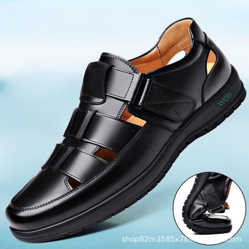 [100% full cowhide] processing broken size men's shoes genuine leather sandals summer non-slip dad shoes