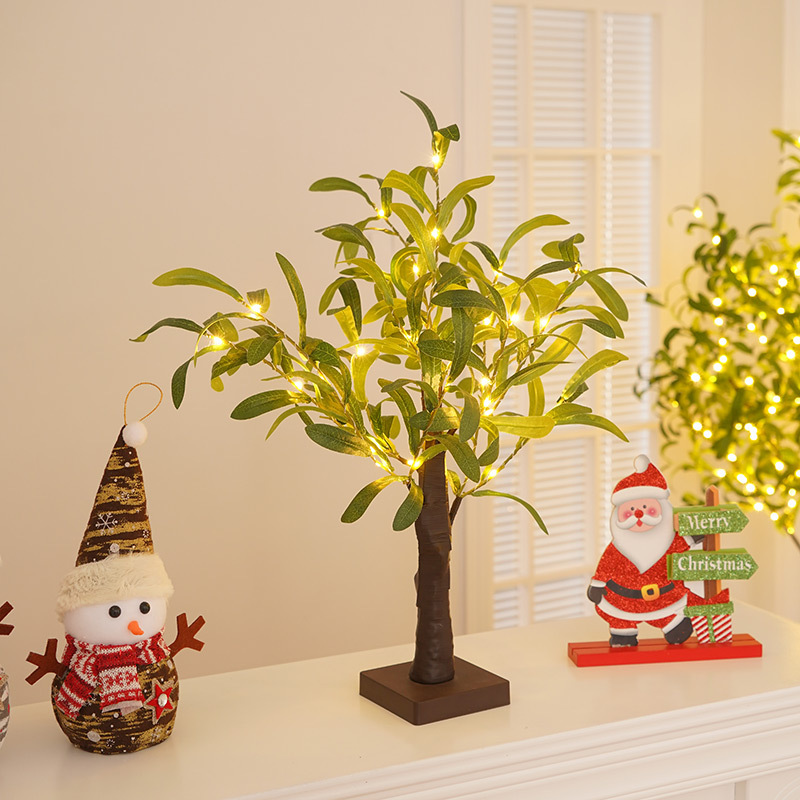 小樹燈 led聖誕節派對布置橄欖葉裝飾燈感恩節室內活動景觀發光樹