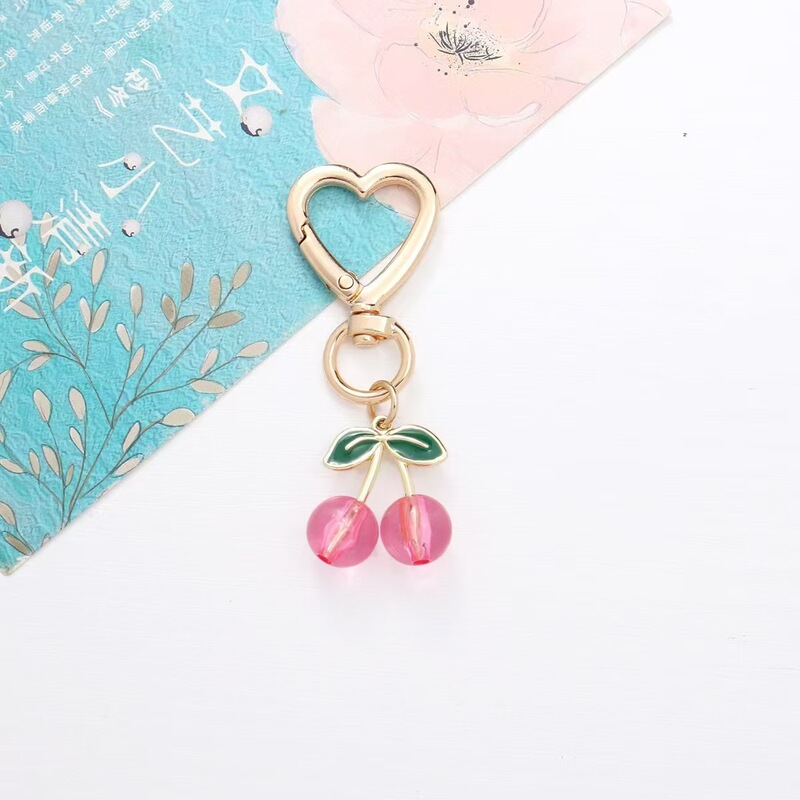 Cross-Border Popular Small Fresh Fruit Red Cherry Keychain Girly Student Bag Pendant Hanging Accessory