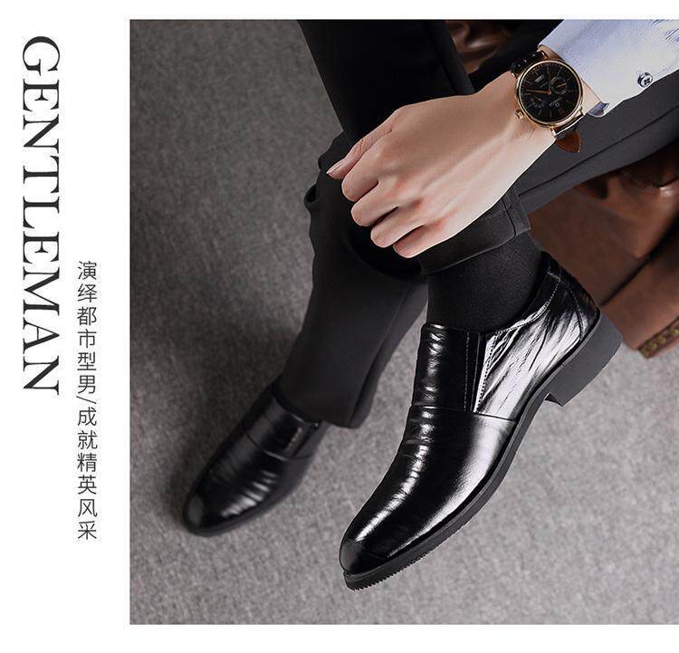 Giày lười nam da bò mũi nhọn gót thấp thoáng khí đế mềm — Màu nâu, Màu đen, Màu đen lót nhung chi tiết 11