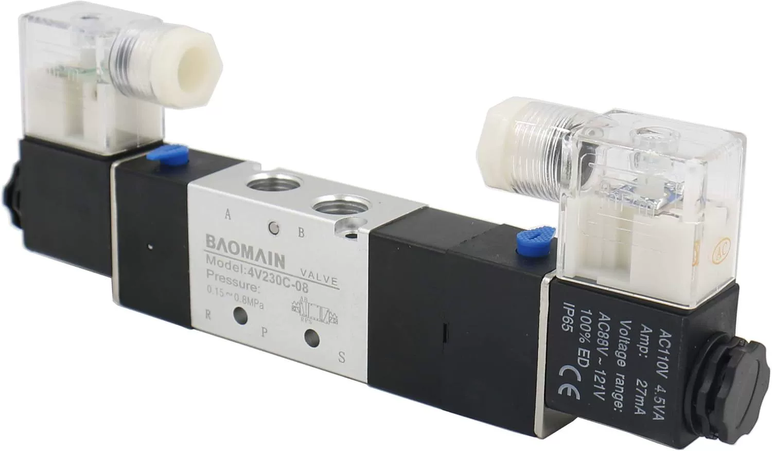 Baomain Пневматический электромагнитный клапан AIR 4 V230 °C-08 AC 110 V 5 Way 3 позиционирование pt