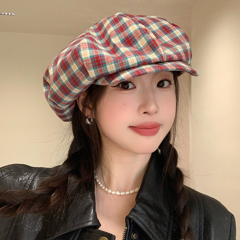 Retro retrogrado boina japonesa mujer cabeza grande estilo coreano anti-sombrero de ocho ángulos para mostrar la cara de un pequeño pintor de la moda de sombrero