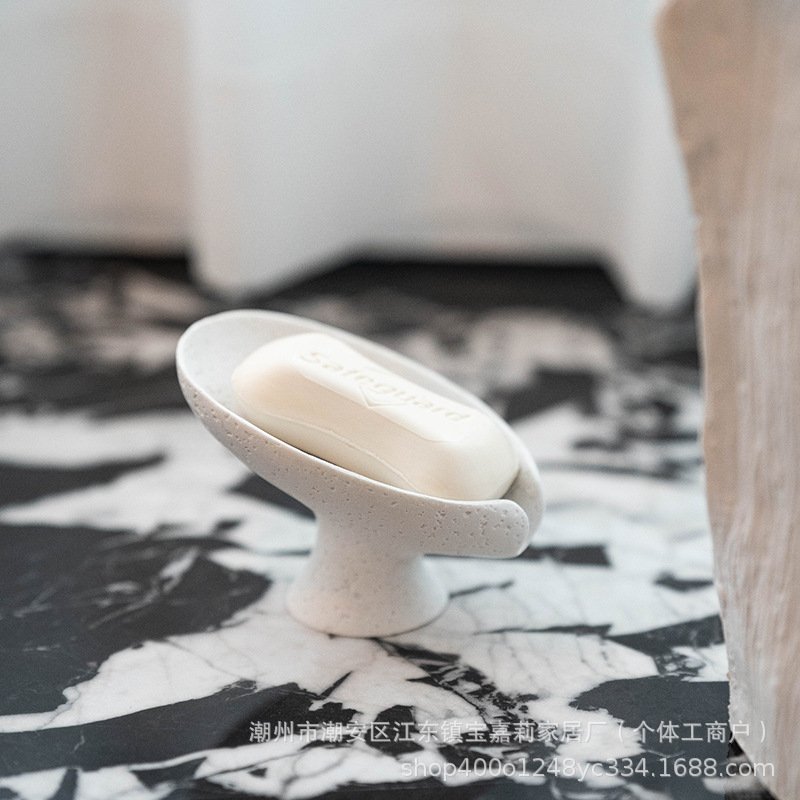 Jabonera de travertino con forma de hoja de loto para hotel, jabonera, estante para jabón, drenaje para baño, de alta gama, estilo ligero y lujoso, transfronterizo