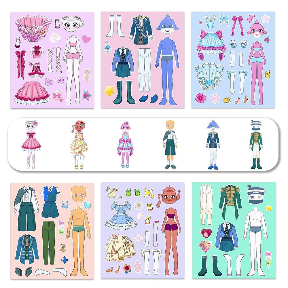 Edición de crecimiento de montaña y mar de la serie de pegatinas de vestuario creativas sin recortar niñas con pegatinas de juguetes hechas a mano