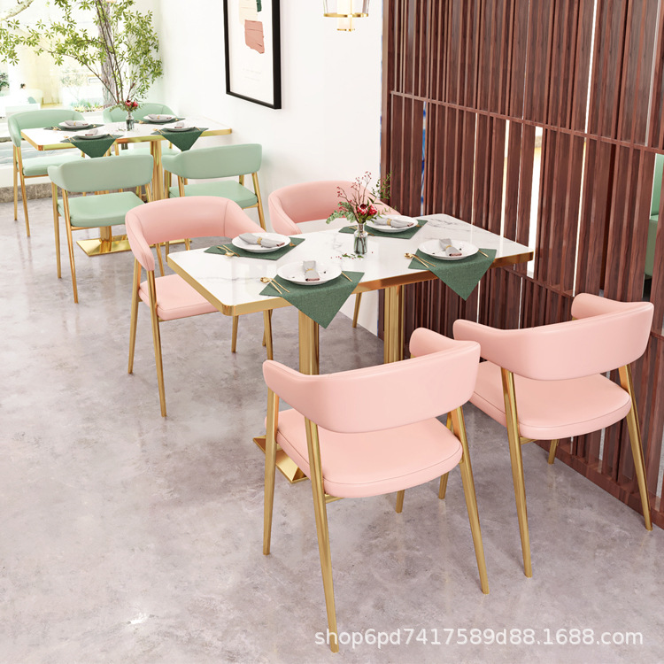 Milk Tea Shop Dessert Shop Table and Chair Combination Bar Western Restaurant Cafe Complete Set of Dining Table and Chairs Dining Booth Sofa