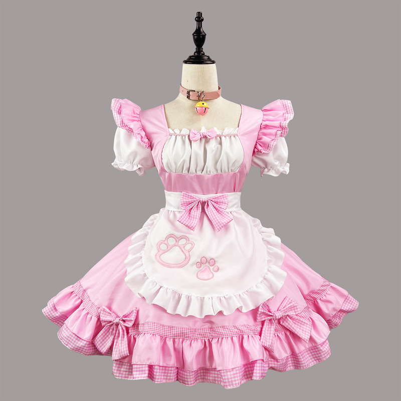 新しい猫娘のメイド服のコスプレの大きいサイズの女装の日本のかわいいメイドの白黒の経典のメイド|undefined
