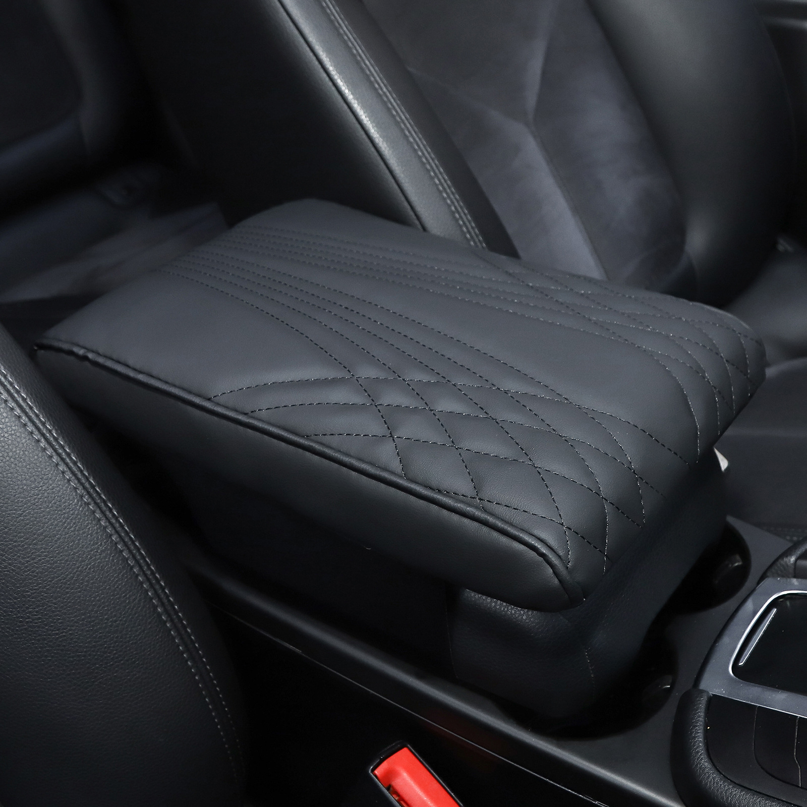 Armrest box pad: Universal Car-Mounted Central Memory - angel-pattern-memory-foam-armrest-heightening-pad-black
